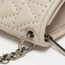 Karl Lagerfeld Beige Quilted Studded Leather Shoulder Bag