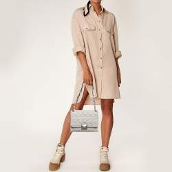 Karl Lagerfeld Beige Quilted Studded Leather Shoulder Bag