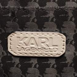 Karl Lagerfeld Beige Quilted Studded Leather Shoulder Bag
