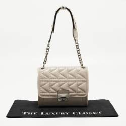 Karl Lagerfeld Beige Quilted Studded Leather Shoulder Bag