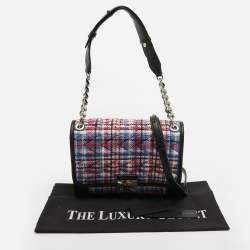 Karl Lagerfeld Multicolor Straw and Leather K/Kuilted  Flap Shoulder Bag