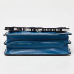 Pre Owned Karl Lagerfeld Two Tone Blue Leather K/IKONIK Shoulder Bag