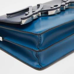 Pre Owned Karl Lagerfeld Two Tone Blue Leather K/IKONIK Shoulder Bag