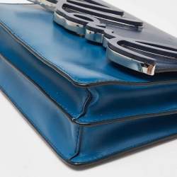 Pre Owned Karl Lagerfeld Two Tone Blue Leather K/IKONIK Shoulder Bag