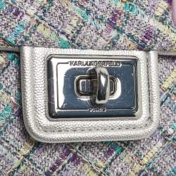 Pre Owned Karl Lagerfeld Lavender Tweed Agyness Shoulder Bag