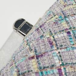 Pre Owned Karl Lagerfeld Lavender Tweed Agyness Shoulder Bag