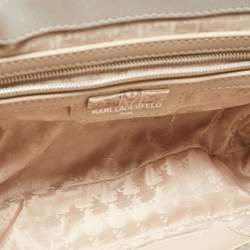 Pre Owned Karl Lagerfeld Lavender Tweed Agyness Shoulder Bag