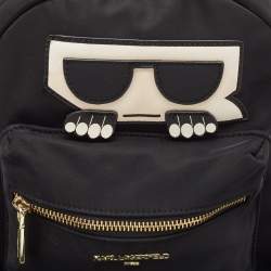 Karl Lagerfeld Black Nylon and Leather Amour Backpack