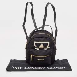 Karl Lagerfeld Black Nylon and Leather Amour Backpack