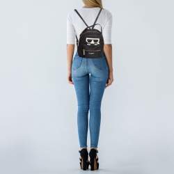 Karl Lagerfeld Black Nylon and Leather Amour Backpack