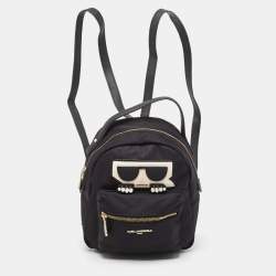 Karl Lagerfeld Black Nylon and Leather Amour Backpack