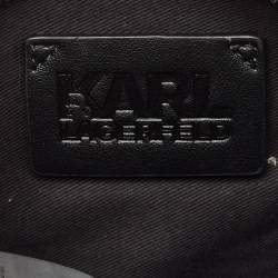 Pre Owned Karl Lagerfeld Black Laser Cut Leather K/Seven Shoulder Bag
