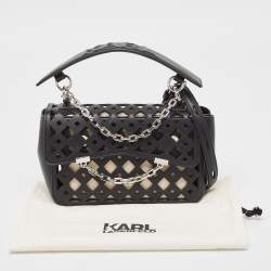 Pre Owned Karl Lagerfeld Black Laser Cut Leather K/Seven Shoulder Bag