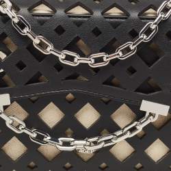 Pre Owned Karl Lagerfeld Black Laser Cut Leather K/Seven Shoulder Bag