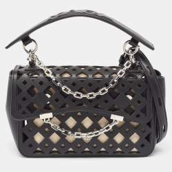 Pre Owned Karl Lagerfeld Black Laser Cut Leather K/Seven Shoulder Bag