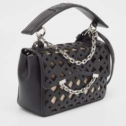 Pre Owned Karl Lagerfeld Black Laser Cut Leather K/Seven Shoulder Bag
