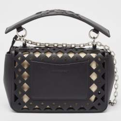 Pre Owned Karl Lagerfeld Black Laser Cut Leather K/Seven Shoulder Bag
