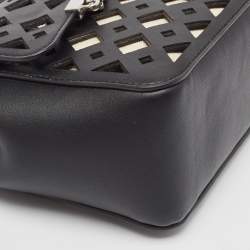 Pre Owned Karl Lagerfeld Black Laser Cut Leather K/Seven Shoulder Bag