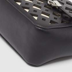 Pre Owned Karl Lagerfeld Black Laser Cut Leather K/Seven Shoulder Bag