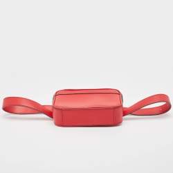 Pre Owned Karl Lagerfeld Red Leather Camera Waist Belt Bag