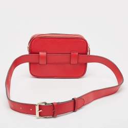 Pre Owned Karl Lagerfeld Red Leather Camera Waist Belt Bag
