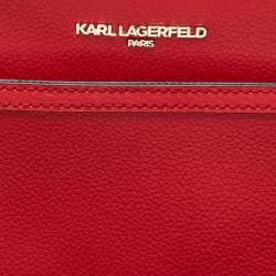 Pre Owned Karl Lagerfeld Red Leather Camera Waist Belt Bag