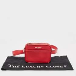 Pre Owned Karl Lagerfeld Red Leather Camera Waist Belt Bag