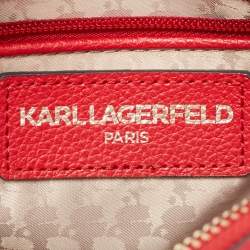 Pre Owned Karl Lagerfeld Red Leather Camera Waist Belt Bag