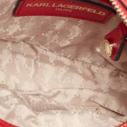 Pre Owned Karl Lagerfeld Red Leather Camera Waist Belt Bag