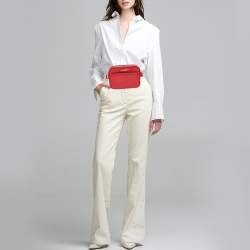Pre Owned Karl Lagerfeld Red Leather Camera Waist Belt Bag