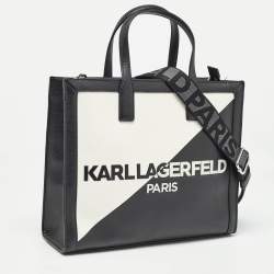 Karl Lagerfeld Black/White Faux Leather Nouveau Tote