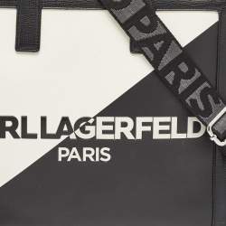 Karl Lagerfeld Black/White Faux Leather Nouveau Tote