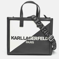 Karl Lagerfeld Black/White Faux Leather Nouveau Tote