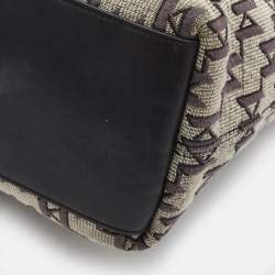Karl Lagerfeld Black/Grey Jacquard Canvas and Leather K/Monogram Tote