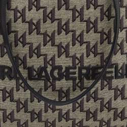 Karl Lagerfeld Black/Grey Jacquard Canvas and Leather K/Monogram Tote