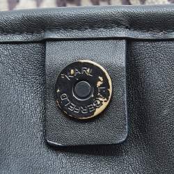 Karl Lagerfeld Black/Grey Jacquard Canvas and Leather K/Monogram Tote
