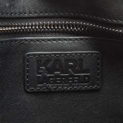 Karl Lagerfeld Black/Grey Jacquard Canvas and Leather K/Monogram Tote