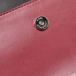 Pre Owned Karl Lagerfeld Burgundy Leather K/Karl Seven Top Handle Bag