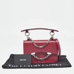 Pre Owned Karl Lagerfeld Burgundy Leather K/Karl Seven Top Handle Bag