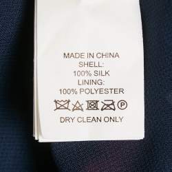 Pre Owned Kate Spade Blue Floral Print Silk Ruffled Top S