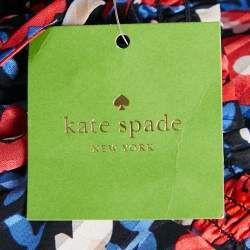 Pre Owned Kate Spade Blue Floral Print Silk Ruffled Top S