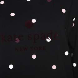 Pre Owned Kate Spade Black Jersey Bakery Dot Logo Sweatshirt M