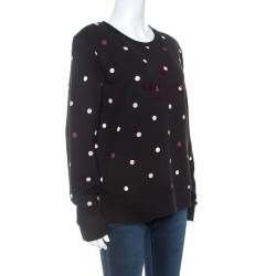 Pre Owned Kate Spade Black Jersey Bakery Dot Logo Sweatshirt M