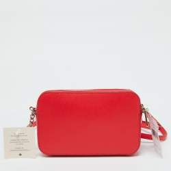 Pre Owned Kate Spade Red Leather Small Zip Stacy Crossbody Bag