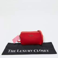 Pre Owned Kate Spade Red Leather Small Zip Stacy Crossbody Bag