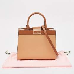 Kate Spade Brown/Beige Leather Reegan Colorblock Tote