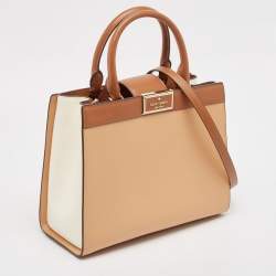 Kate Spade Brown/Beige Leather Reegan Colorblock Tote