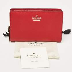 Pre Owned Kate Spade Red Leather French Wallet