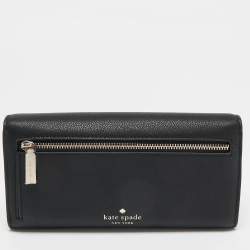 Pre Owned Kate Spade Black Leather Marti Flap Continental Wallet