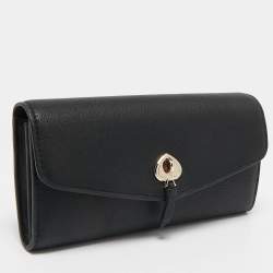 Pre Owned Kate Spade Black Leather Marti Flap Continental Wallet